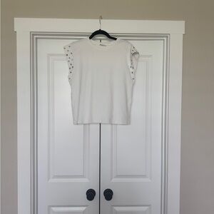 Entro White Boxy Cap Sleeve Muscle Tee